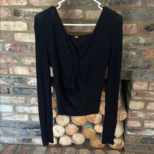 Free People Black Long Sleeve Top